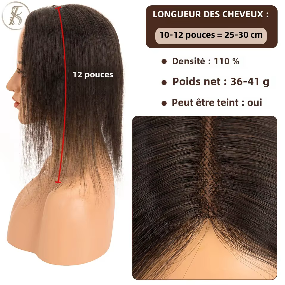 Toppers de cheveux humains à nœud unique pour femmes