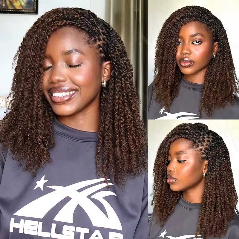 Extensions de cheveux afro crépus brun foncé QVR pour tresses