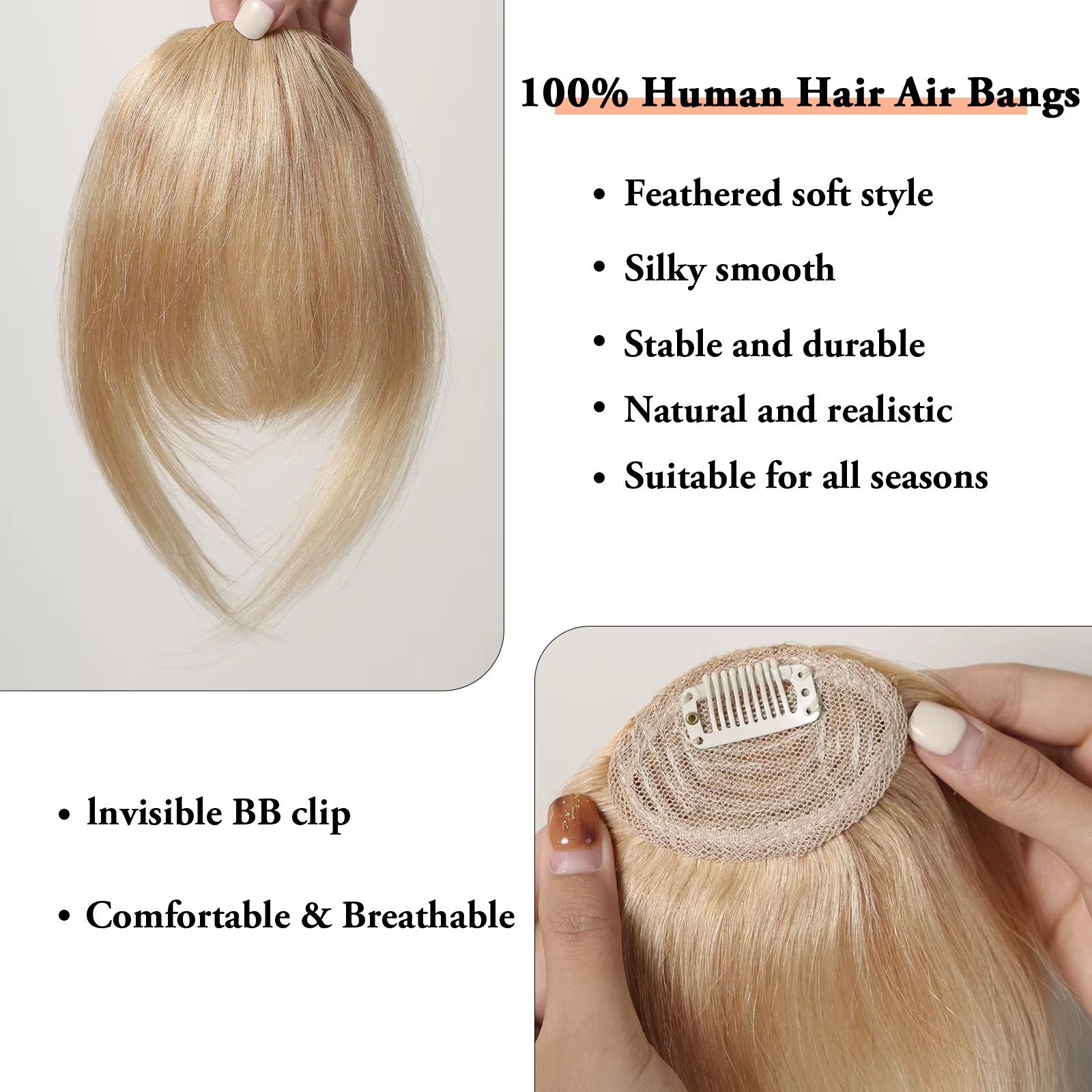 Clip en frange 100% cheveux humains