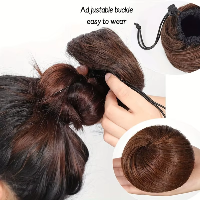 Extension capillaire synthétique courte et lisse avec Clip, postiche noire et brune pour femmes