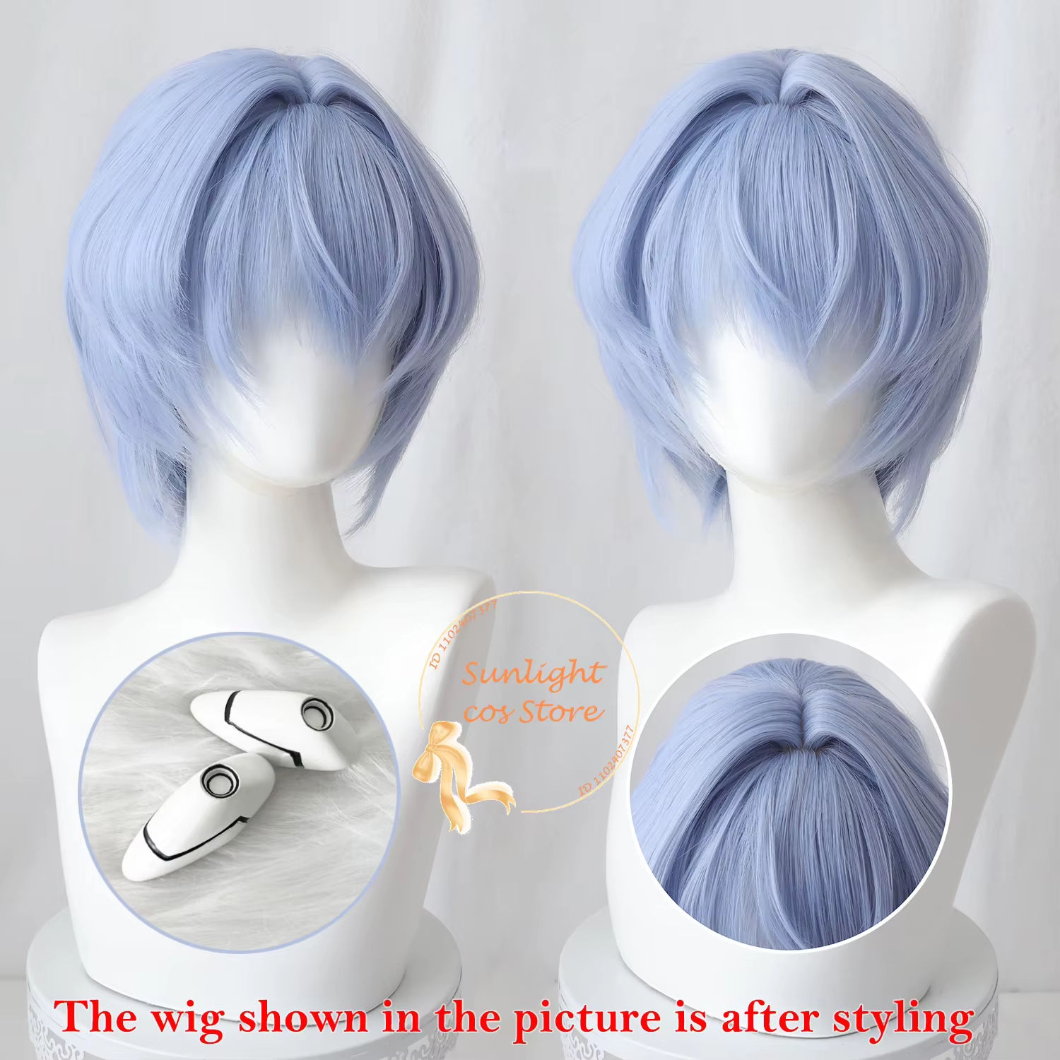 Ayanami Rei Cosplay perruque 30 cm court bleu Rei