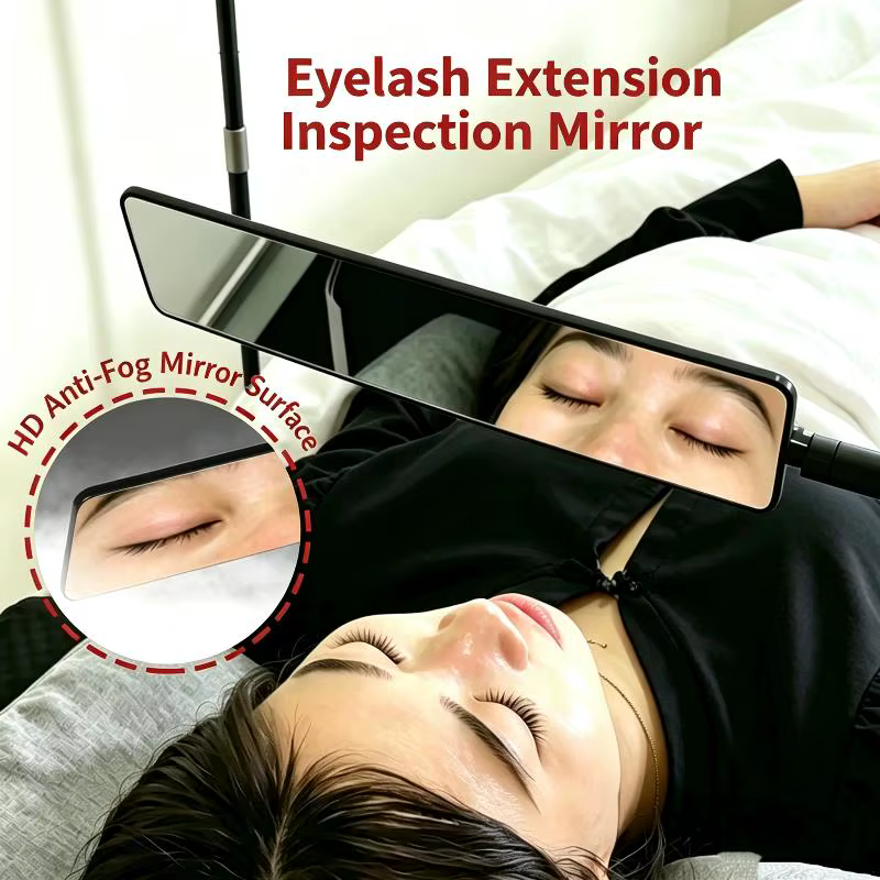 Miroir de contrôle pour extensions de cils HD anti-buée, design en bande longue, 1 pièce, portable pour usage domestique et quotidien, pour greffe de cils DIY