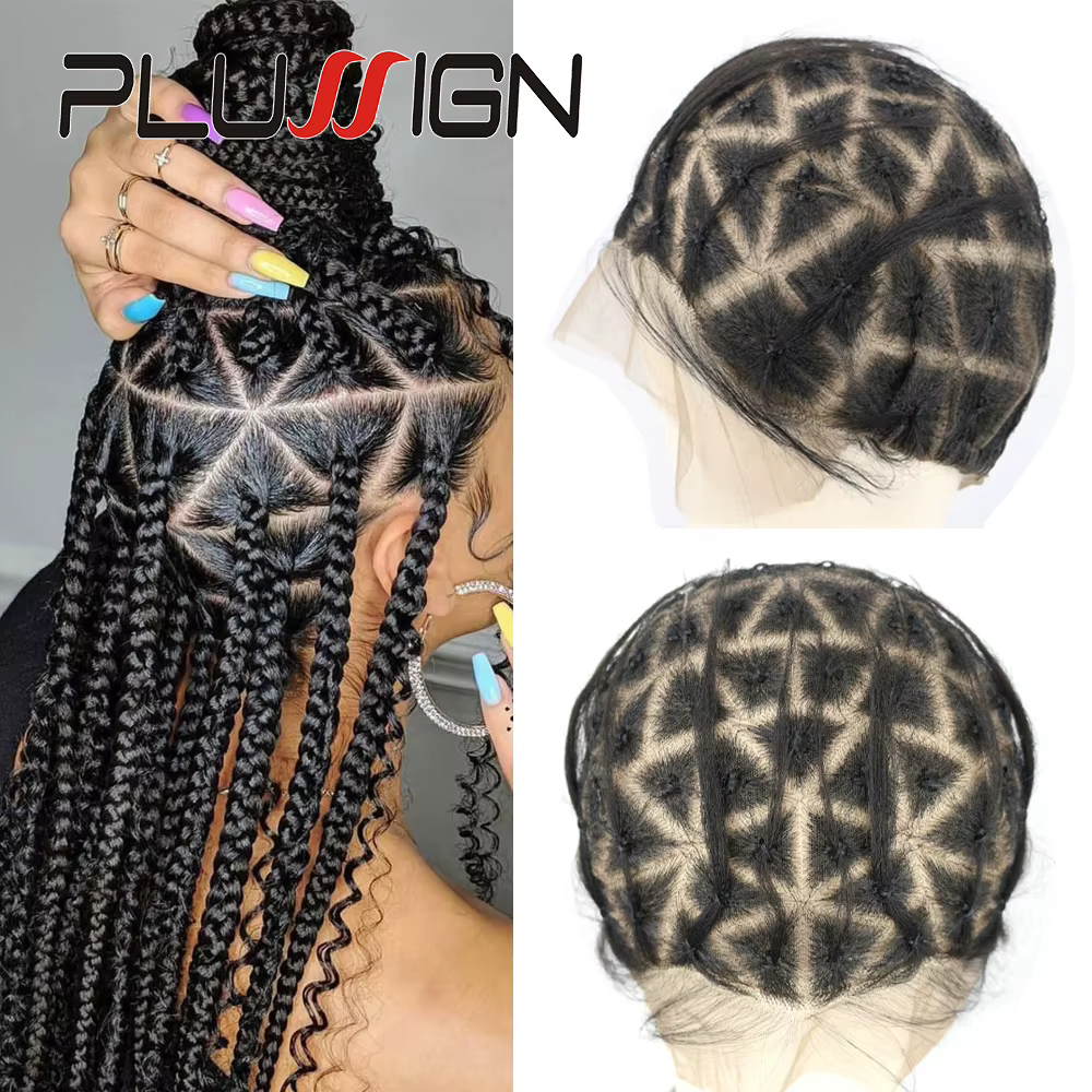 Bonnet de perruque Full Lace ventilé pour tressage au Crochet, bonnet de perruque tressé noir pour la fabrication de perruque Afro sans colle, bonnet Cornrow