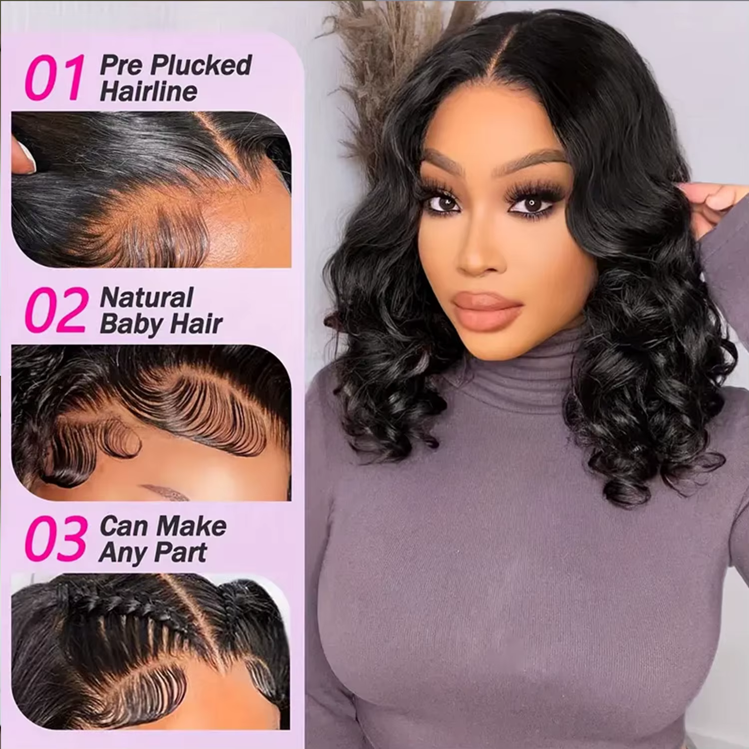 180% densité Bob perruque vague de corps porter et Go perruques sans colle pour les femmes prêt à porter 100% perruques de cheveux humains pré plumées perruque de dentelle