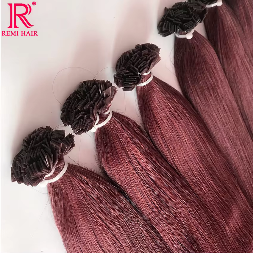 Extensions de cheveux à pointe plate en kératine