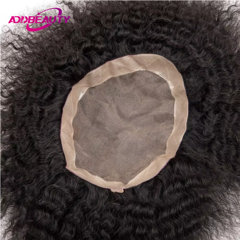 Hommes toupet cheveux humains Fine Mono NPU indien perruques
