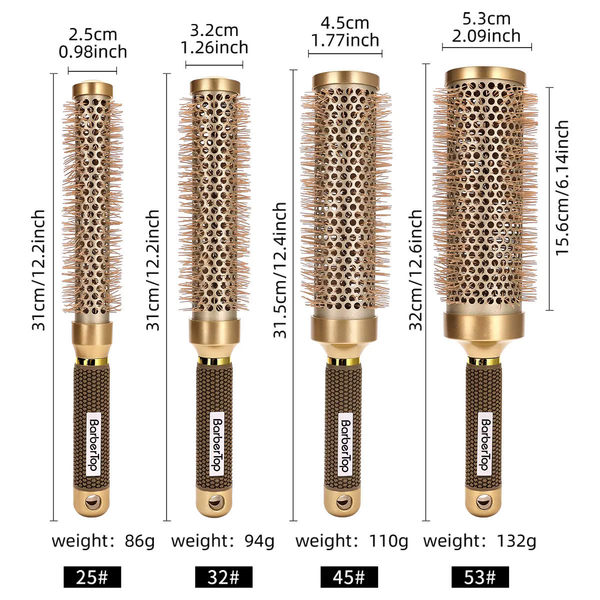 Brosse à cheveux ronde en poils de sanglier BARBERTOP