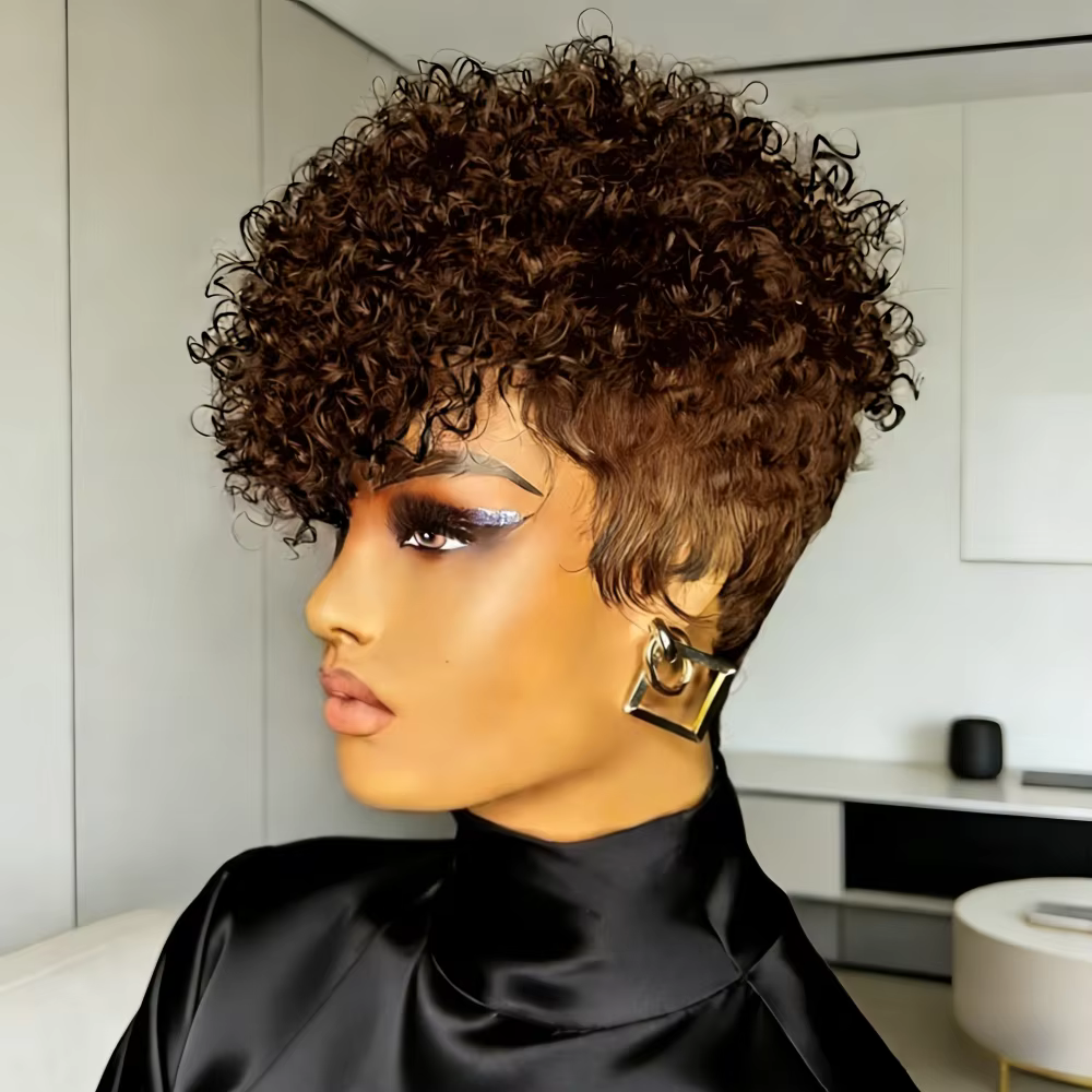 Perruque courte de cheveux humains