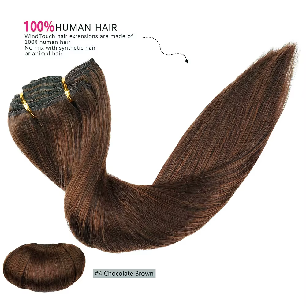 Extensions à clips brun chocolat