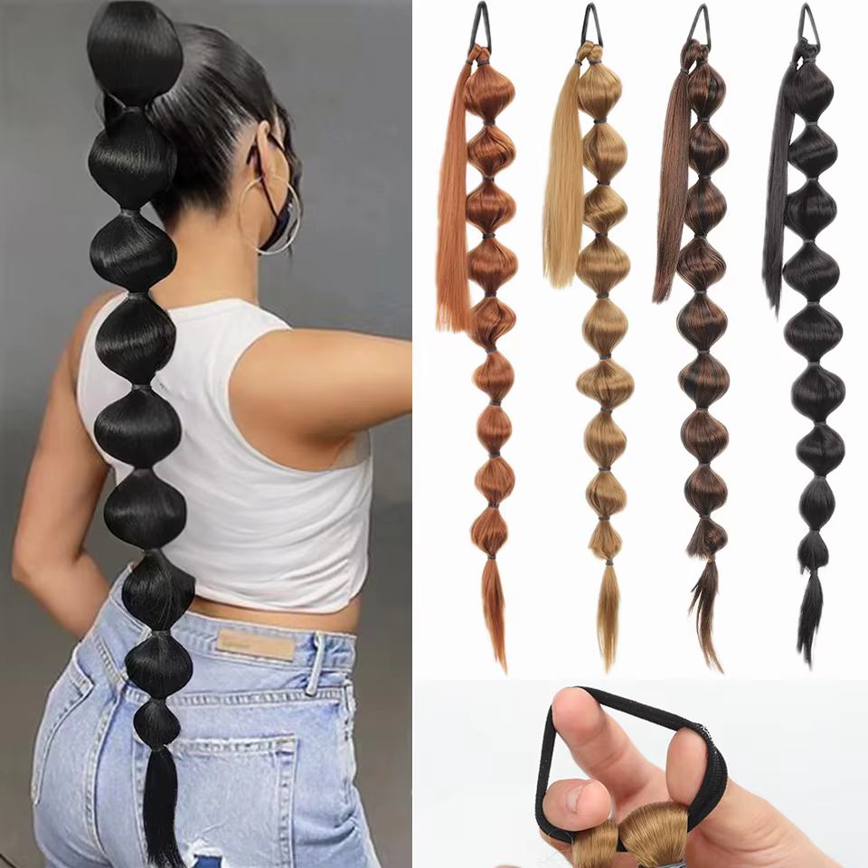 Extensions de cheveux synthétiques queue de cheval moelleuse africaine-tresse longue étendue