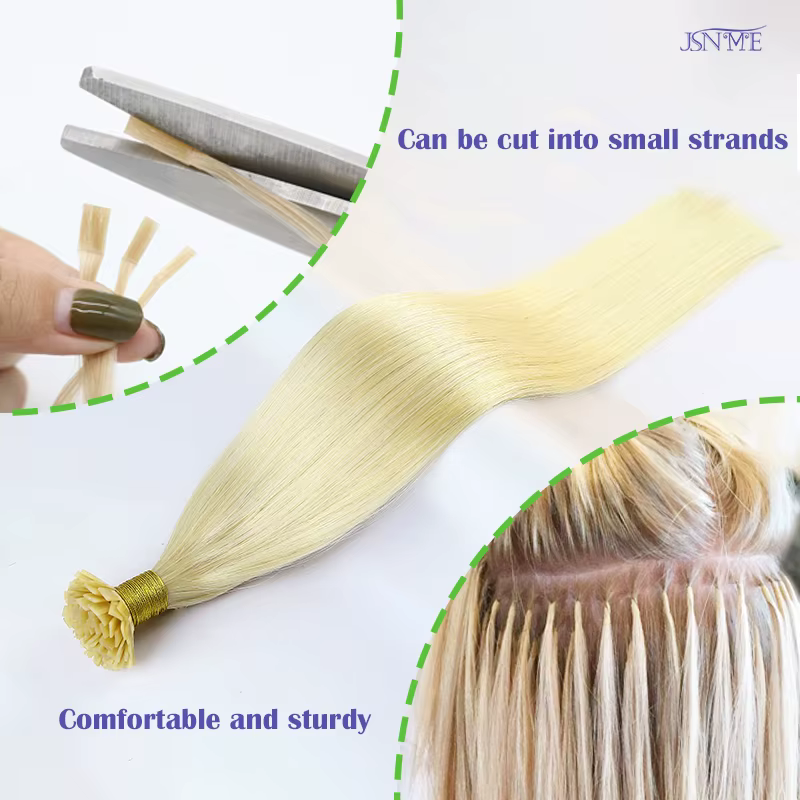 Extensions de cheveux humains à pointe plate JSNME