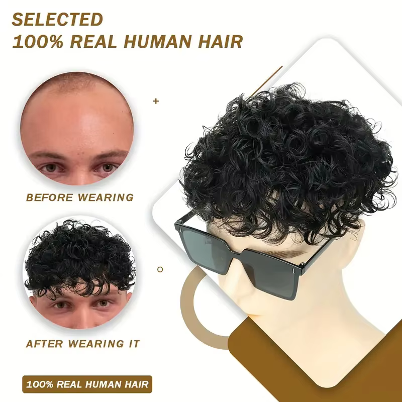Petite perruque bouclée pour hommes