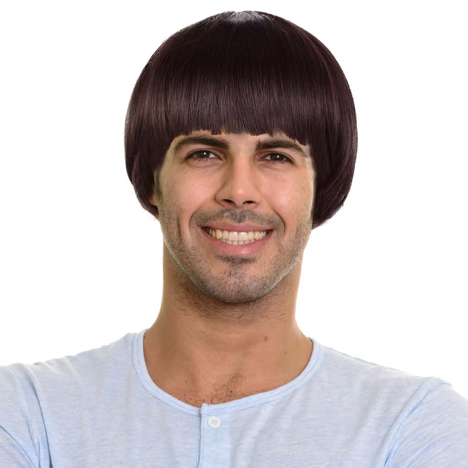 Perruque synthétique courte marron pour hommes