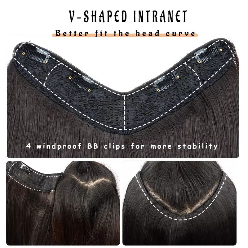 Extensions capillaires synthétiques longues et lisses en forme de V