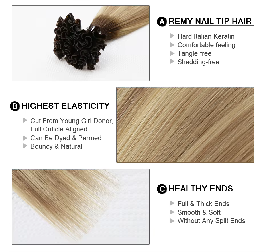 Extensions de cheveux humains Remy pré-collés