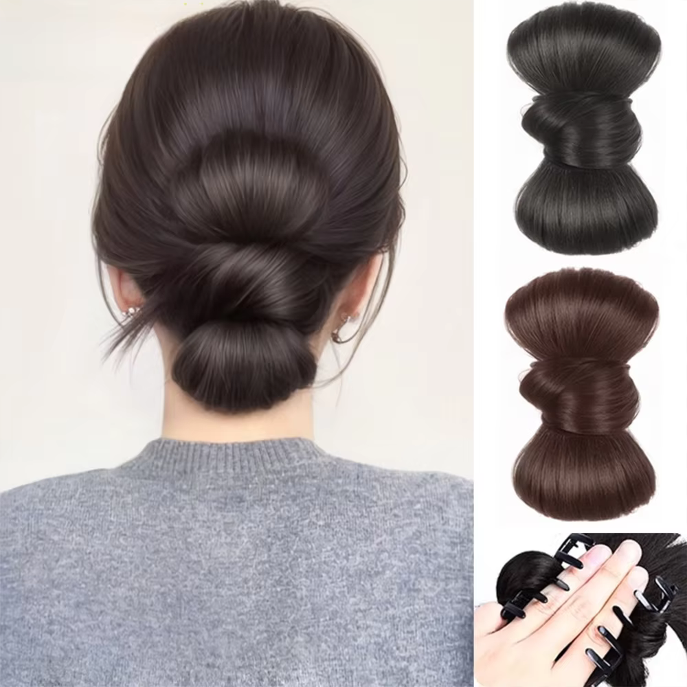 Perruque synthétique élégante avec pince à chignon