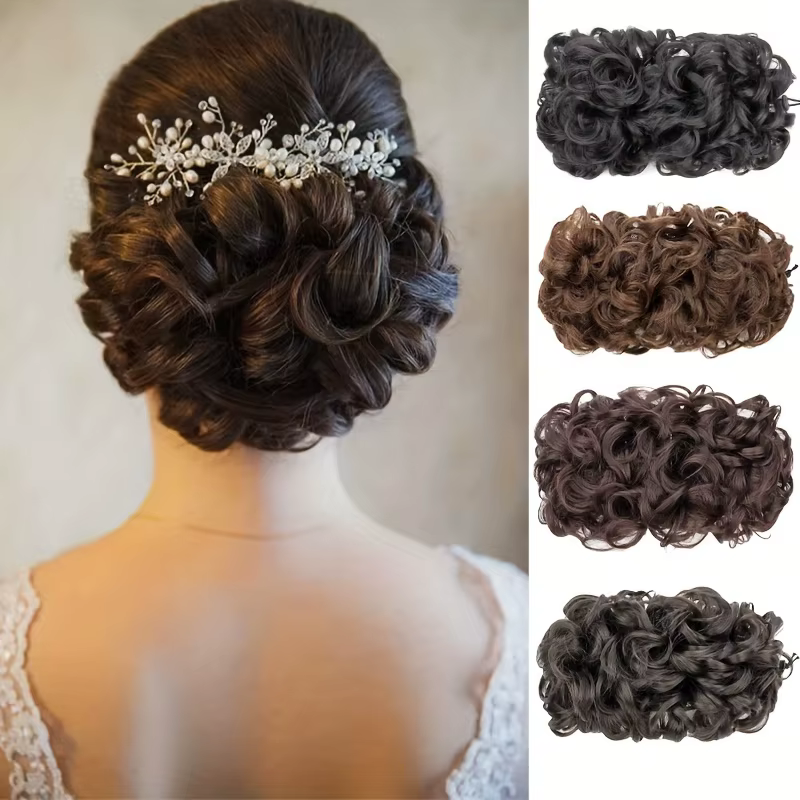 Chignon Synthétique Bouclé avec Bande de Caoutchouc artificiel astique