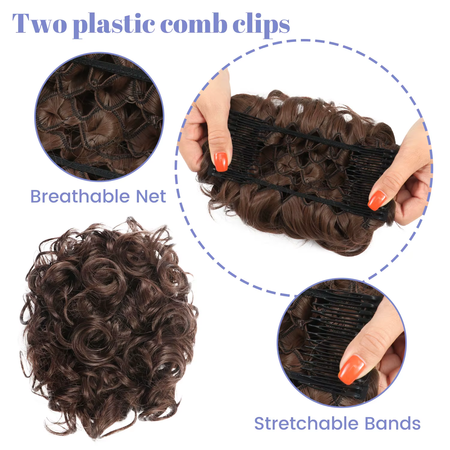 Chignon synthétique chouchou postiche bouclée plat Extension
