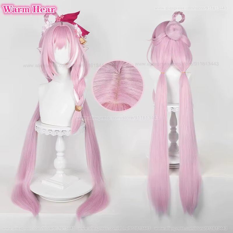 4 Styles Elysia jeu de cheveux synthétiques 80 cm/120 cm de Long rose Cosplay perruques avec oreilles