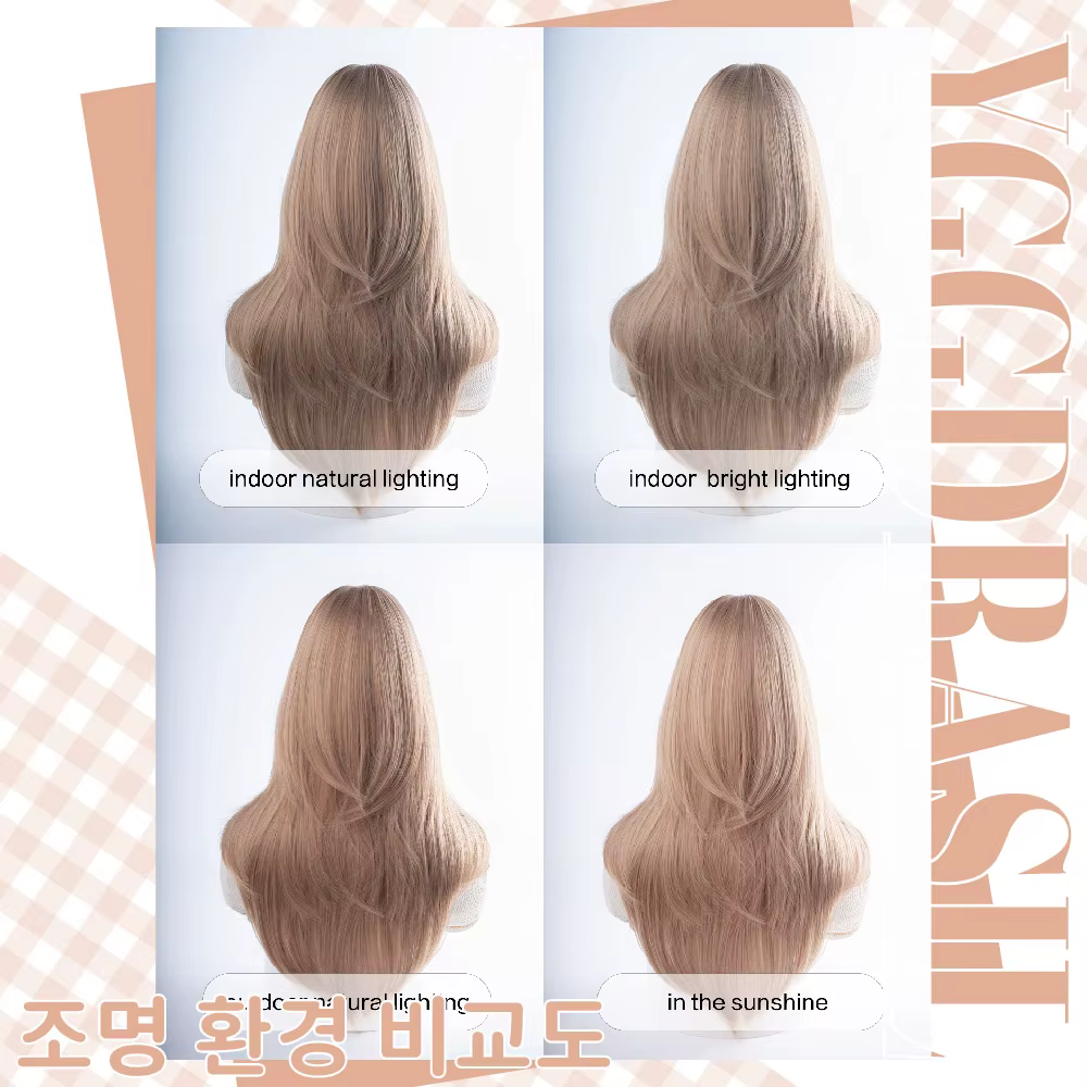 Perruques synthétiques blond miel de style moderne de 26 pouces avec frange