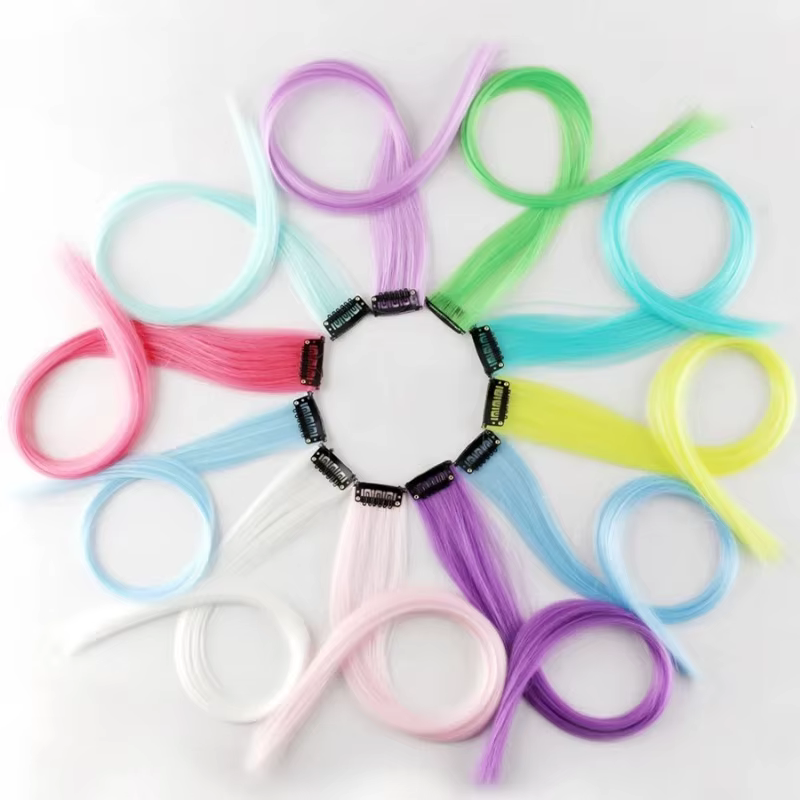 Extensions capillaires synthétiques colorées à Clip lumineux