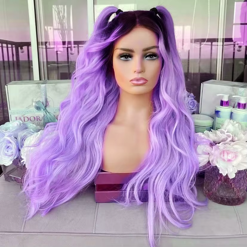 Perruque Lace Front Wig Synthétique Ombrée Rose