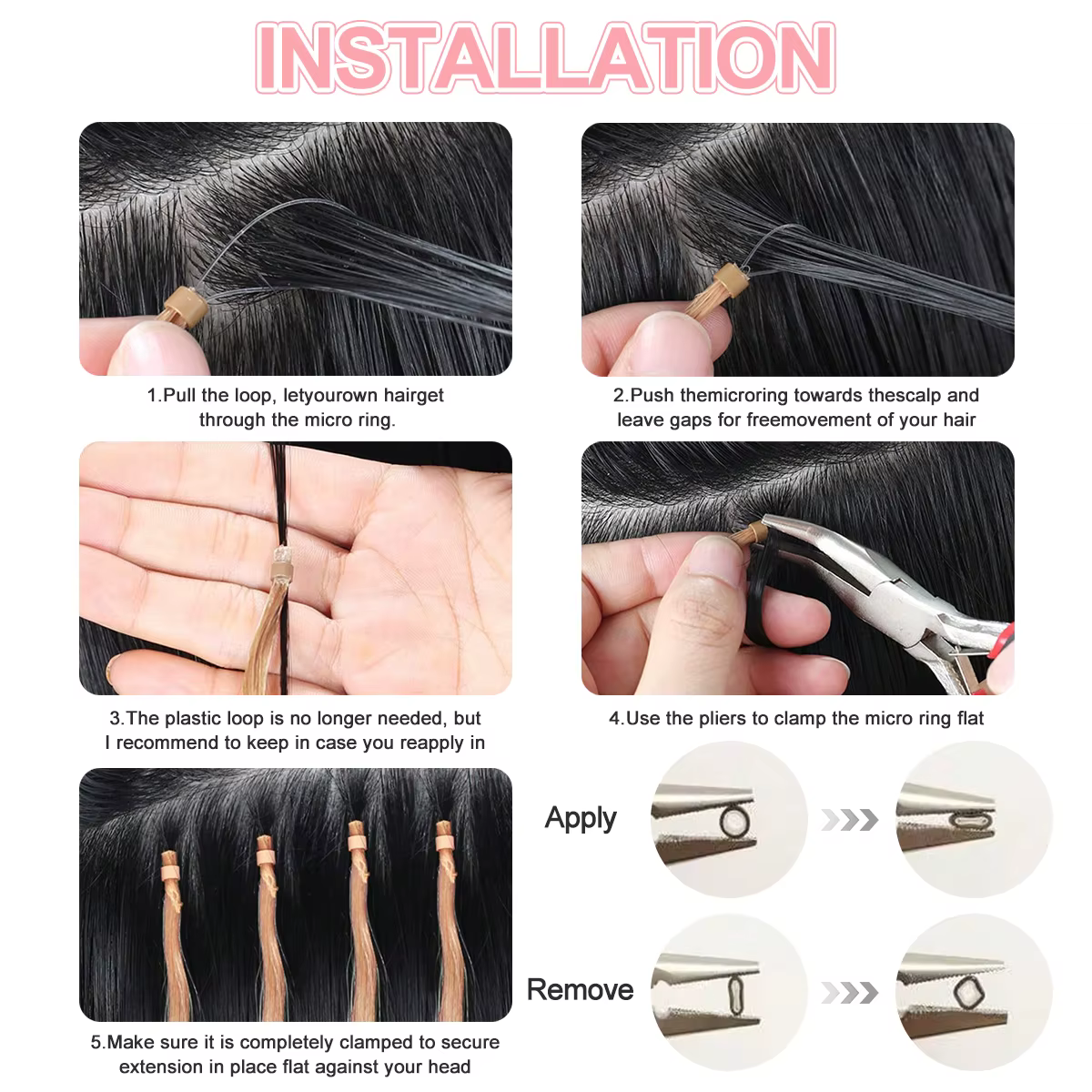 Extensions de cheveux humains Remy