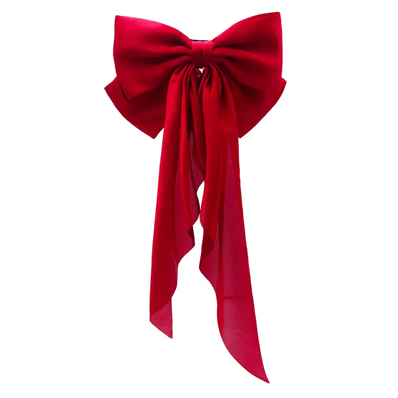 Pince à Cheveux Élégante en Satin de Couleur Unie pour Fille