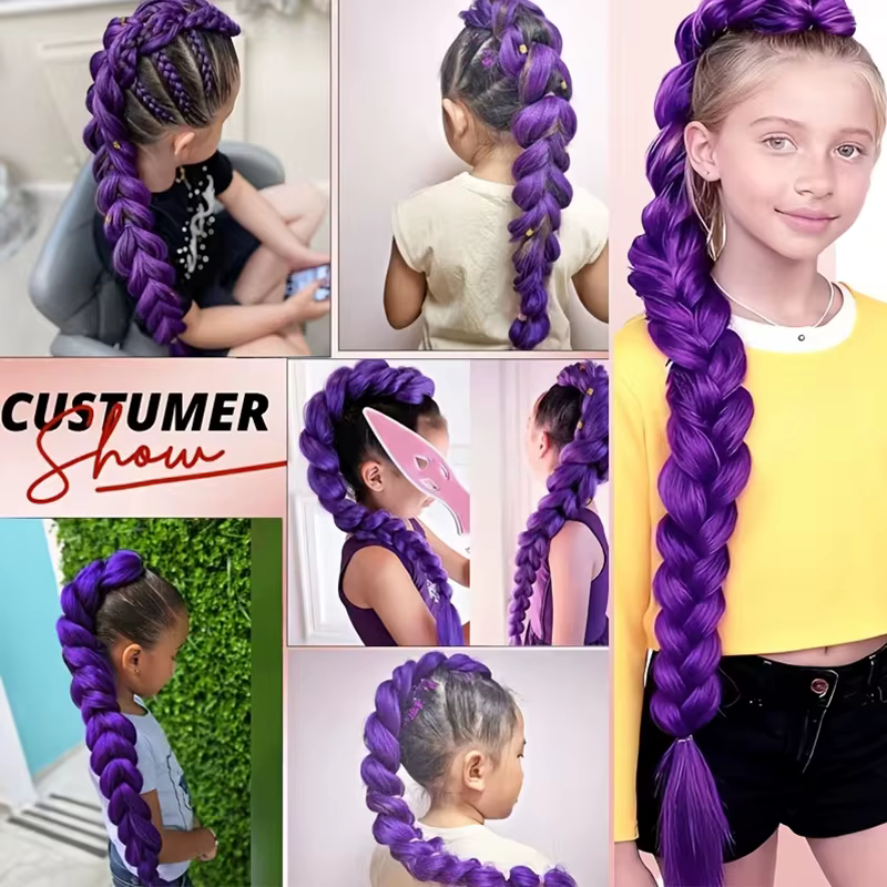 KPop Anime personnage Cosplay perruque violette pour enfants filles
