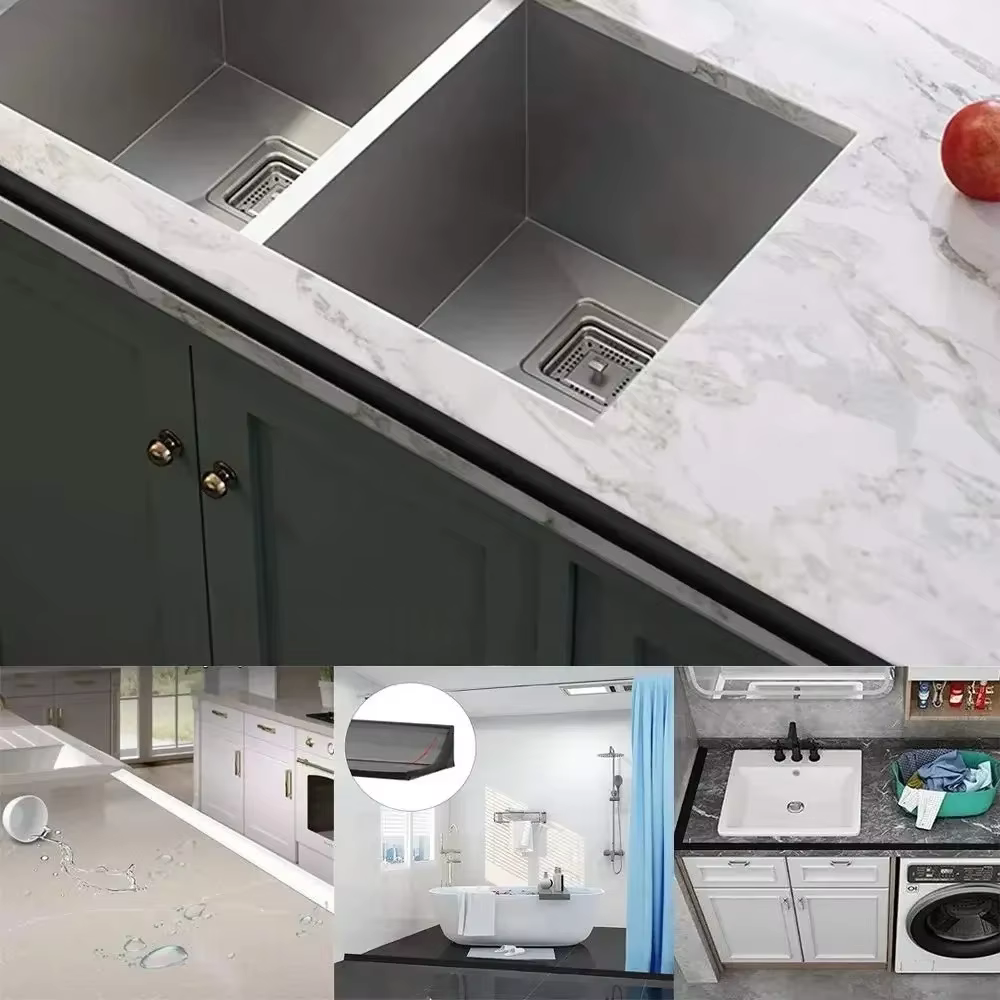 1 bande de retenue d'eau autocollante en PVC, barrière de douche pliable pour le bas de porte, pare-eau pour salle de bain