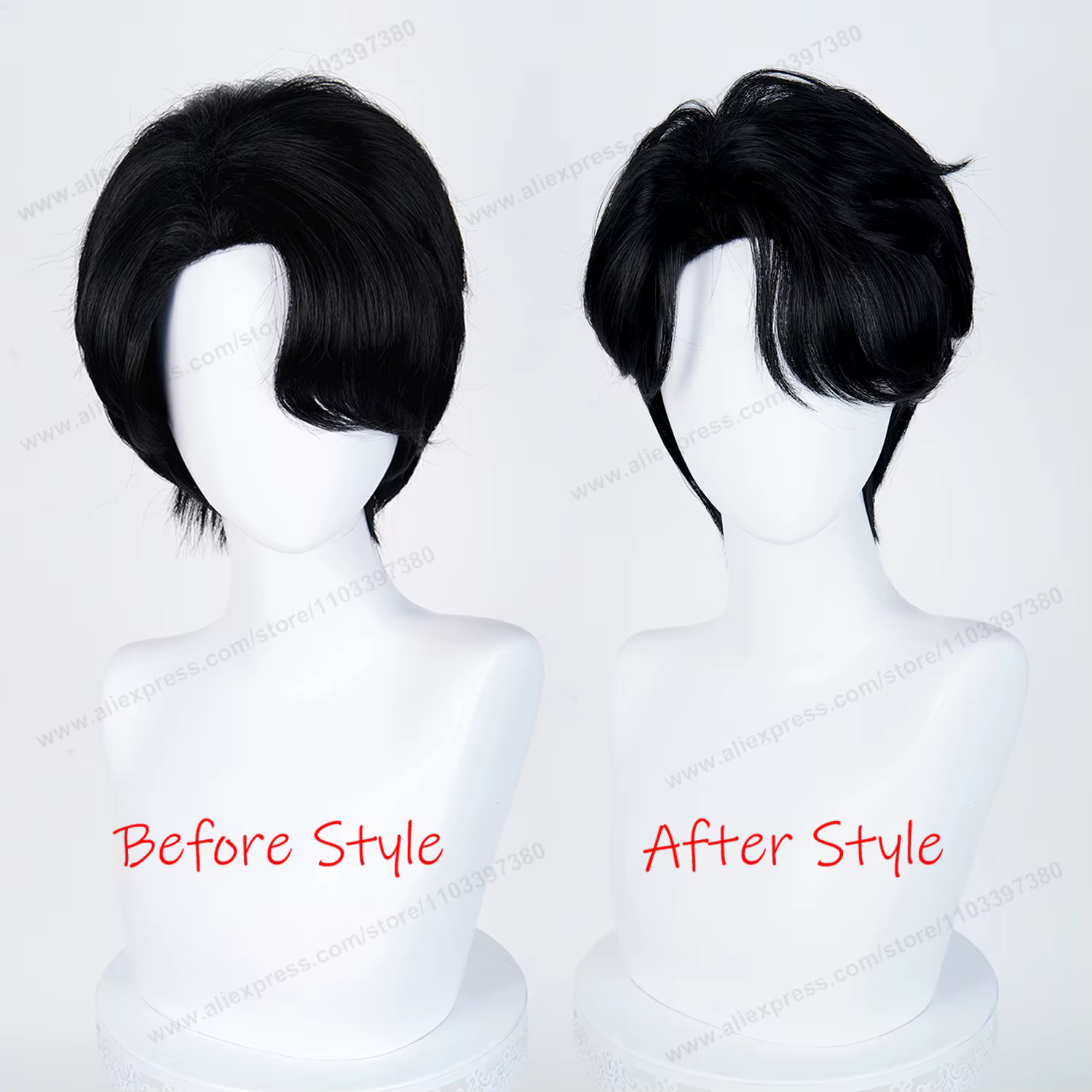 Saja Boys Jinu Cosplay perruque synthétique 28 cm court noir hommes cheveux Anime résistant à la chaleur perruques