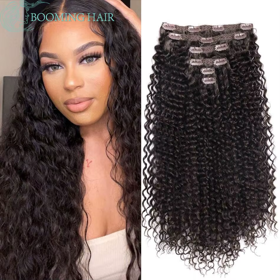 Extensions de cheveux synthétiques à clipser pour femmes