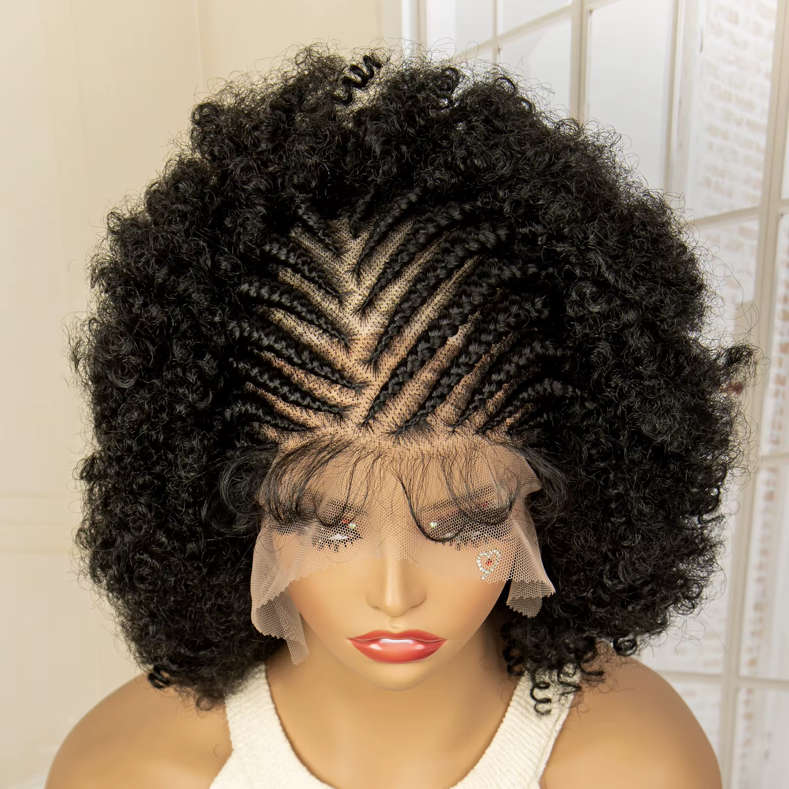 Perruque tressée Afro pleine dentelle pour femmes
