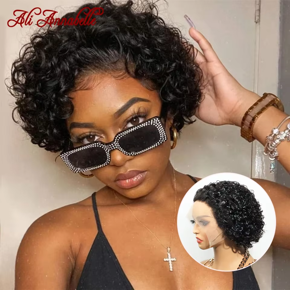 Ali Annabelle 13X1 dentelle partie bouclés Bob perruques