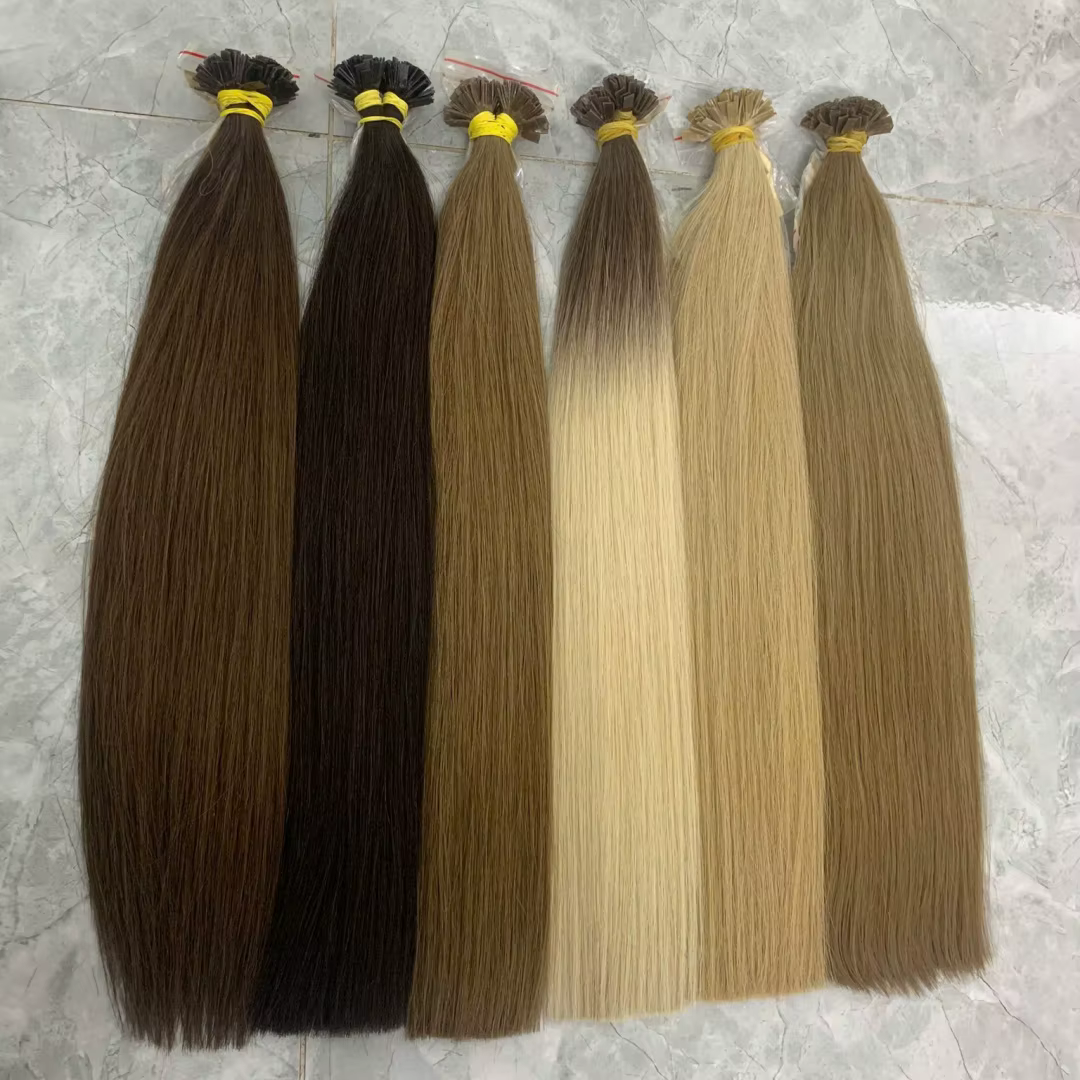 Extensions de cheveux humains à pointe plate en kératine
