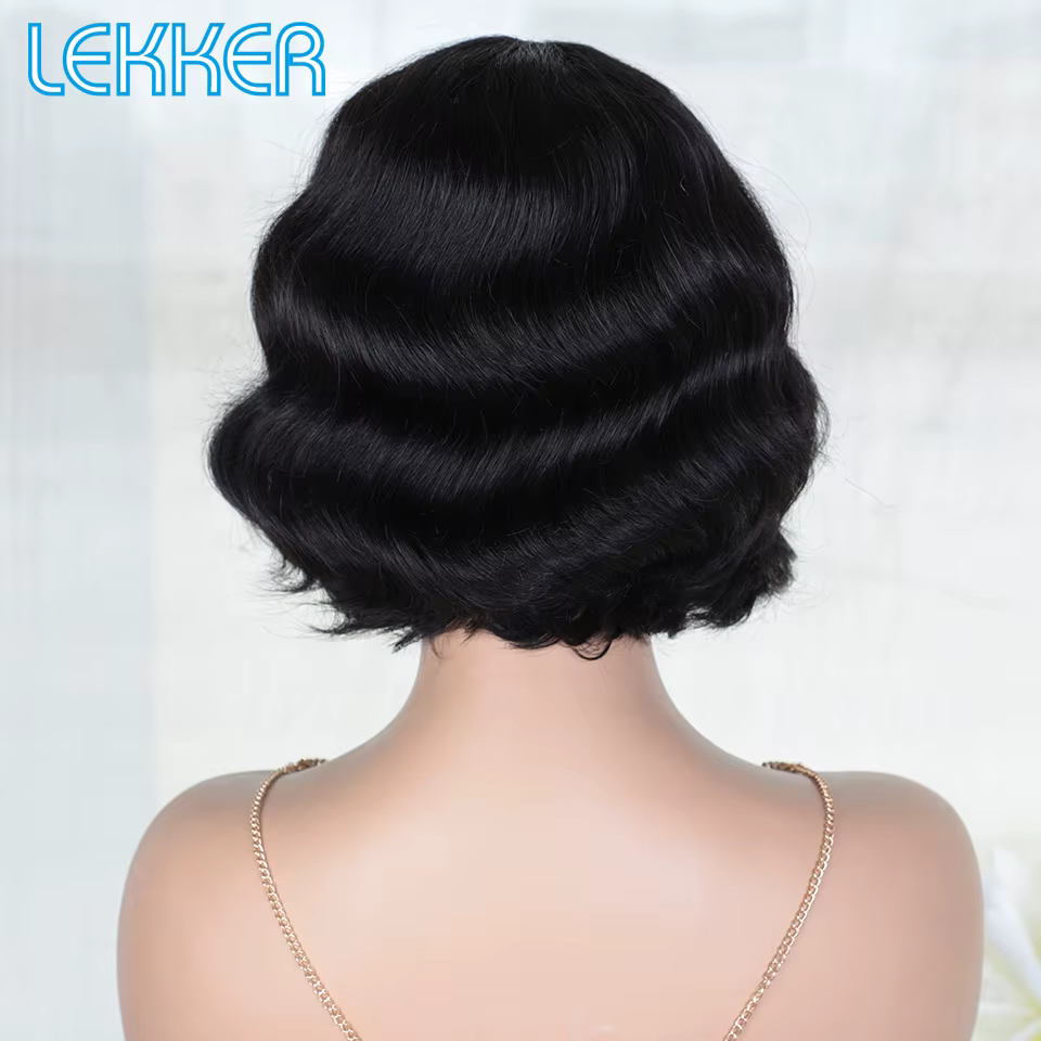 Lekker court profond ondulé Bob 100% perruque de cheveux humains avec frange pour les femmes brésilien Remy