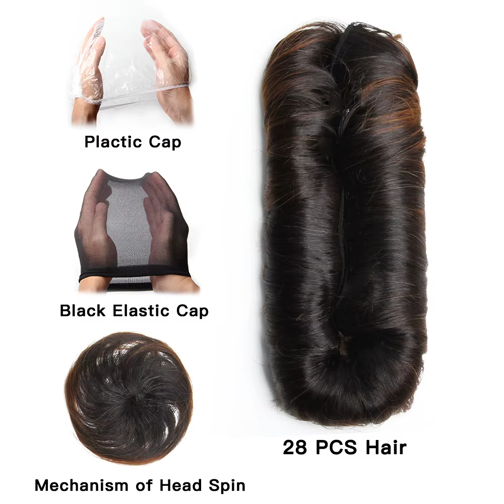 28 pcs/Lot Extensions de cheveux humains indien brut paquets