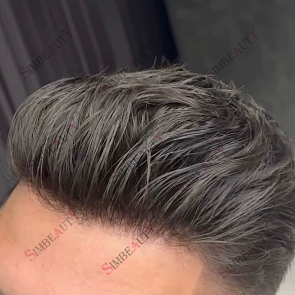 Prothèse capillaire pour homme en cheveux naturels, la moins chère, avec ligne de cheveux naturelle, micro-peau, système complet en peau fine, robuste et durable