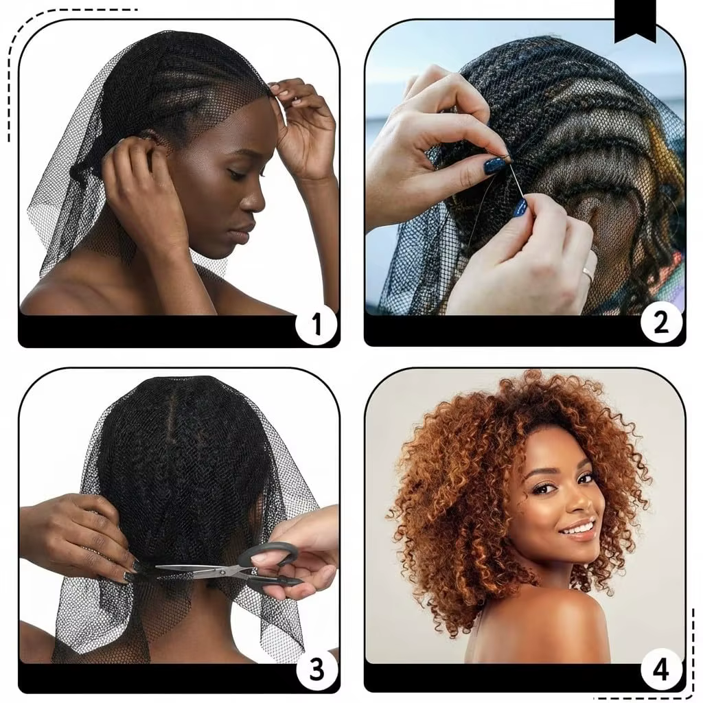 Bonnet de tissage noir extensible