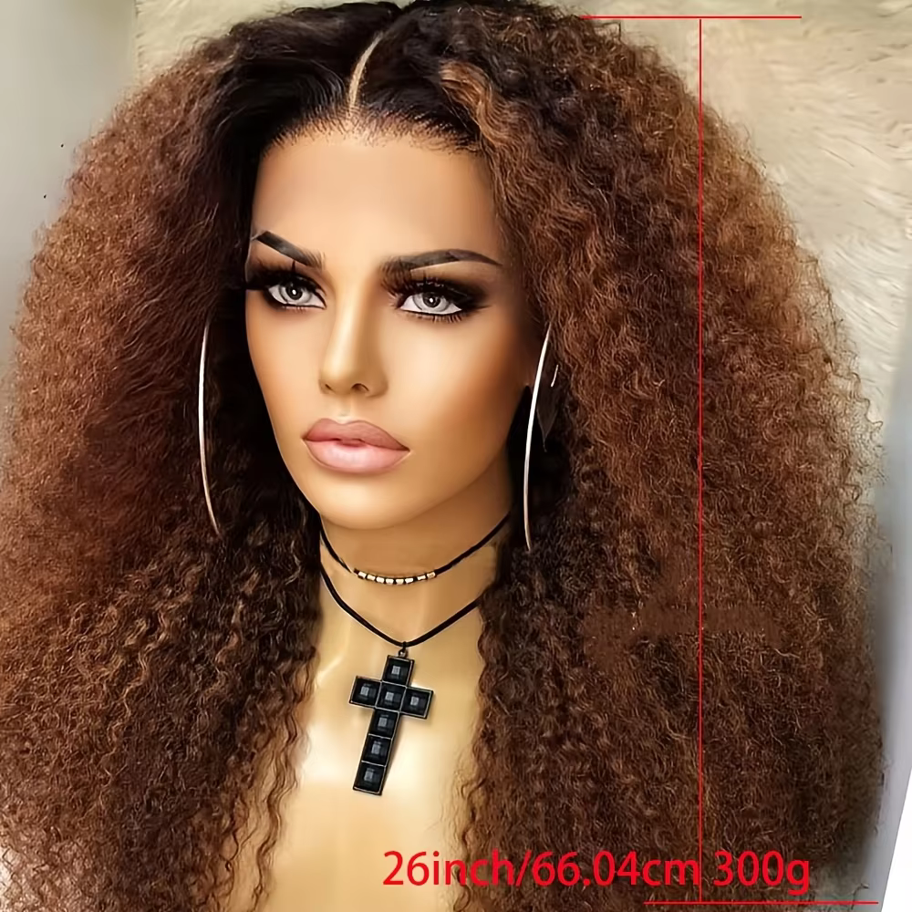 Perruque Lace Front Synthétique Blond Kinky Curly Doux Pré-épilée 26" 180 Densité Sans Colle 13X4X1 Pour Femme Avec Baby Hair Usage Quotidien