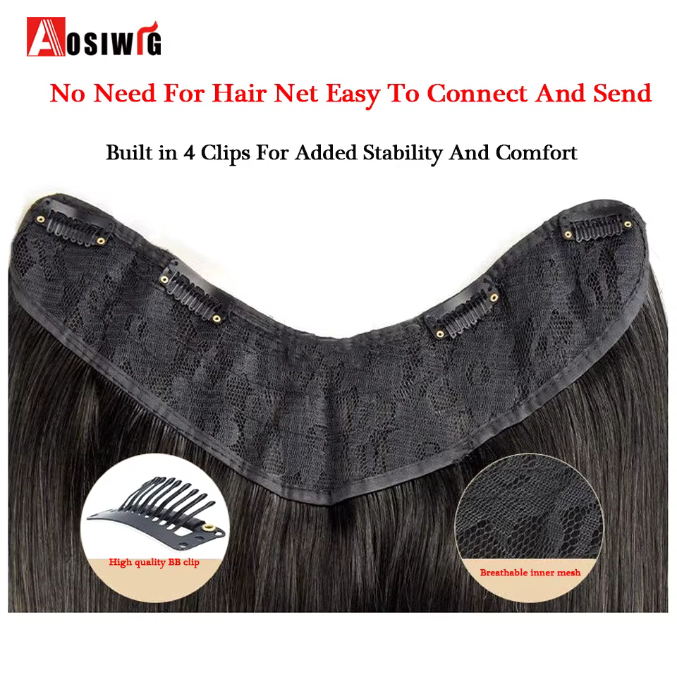 Extension de Cheveux Synthétiques Longs et Lisses en Forme de V