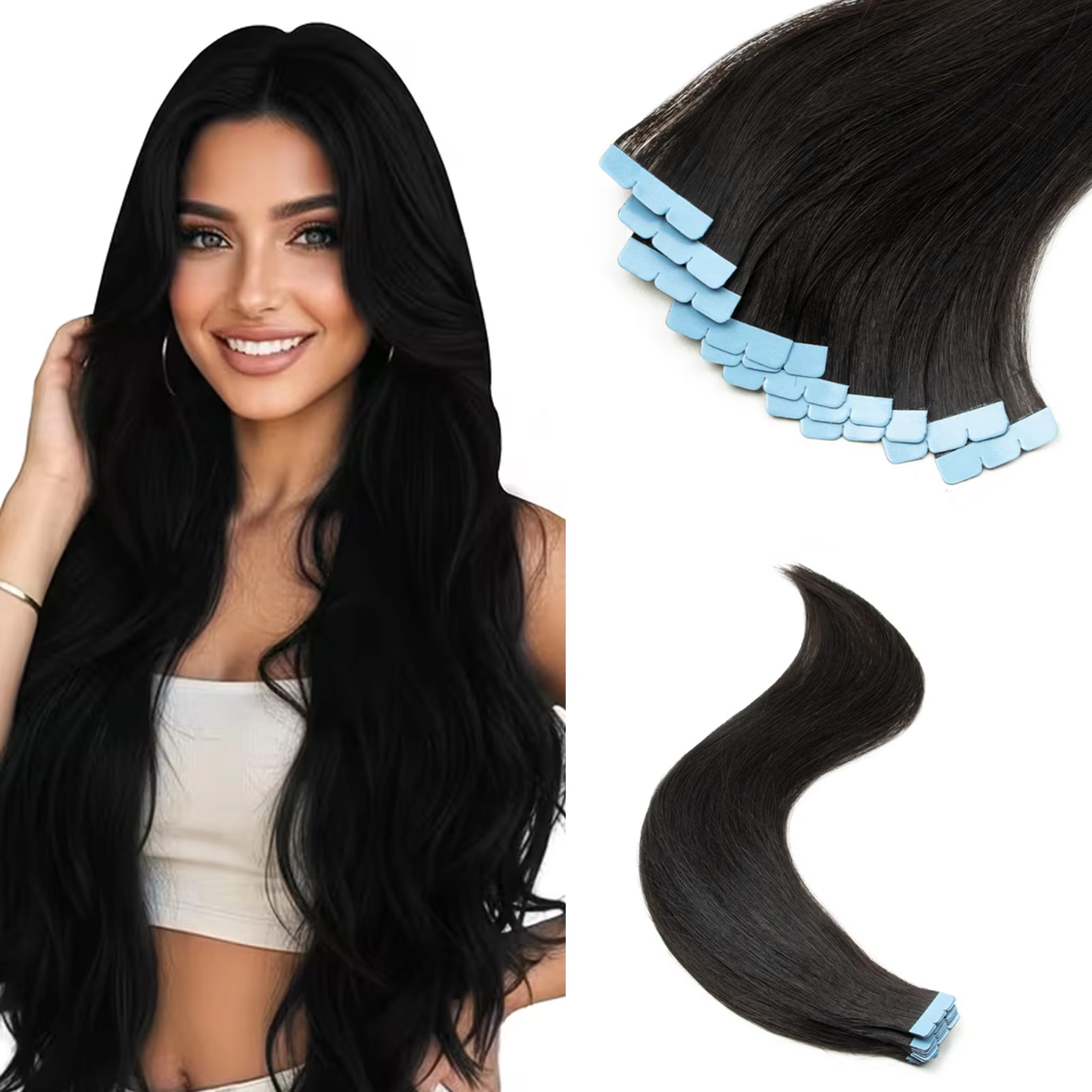 Extensions de cheveux humains naturels invisibles à la kératine