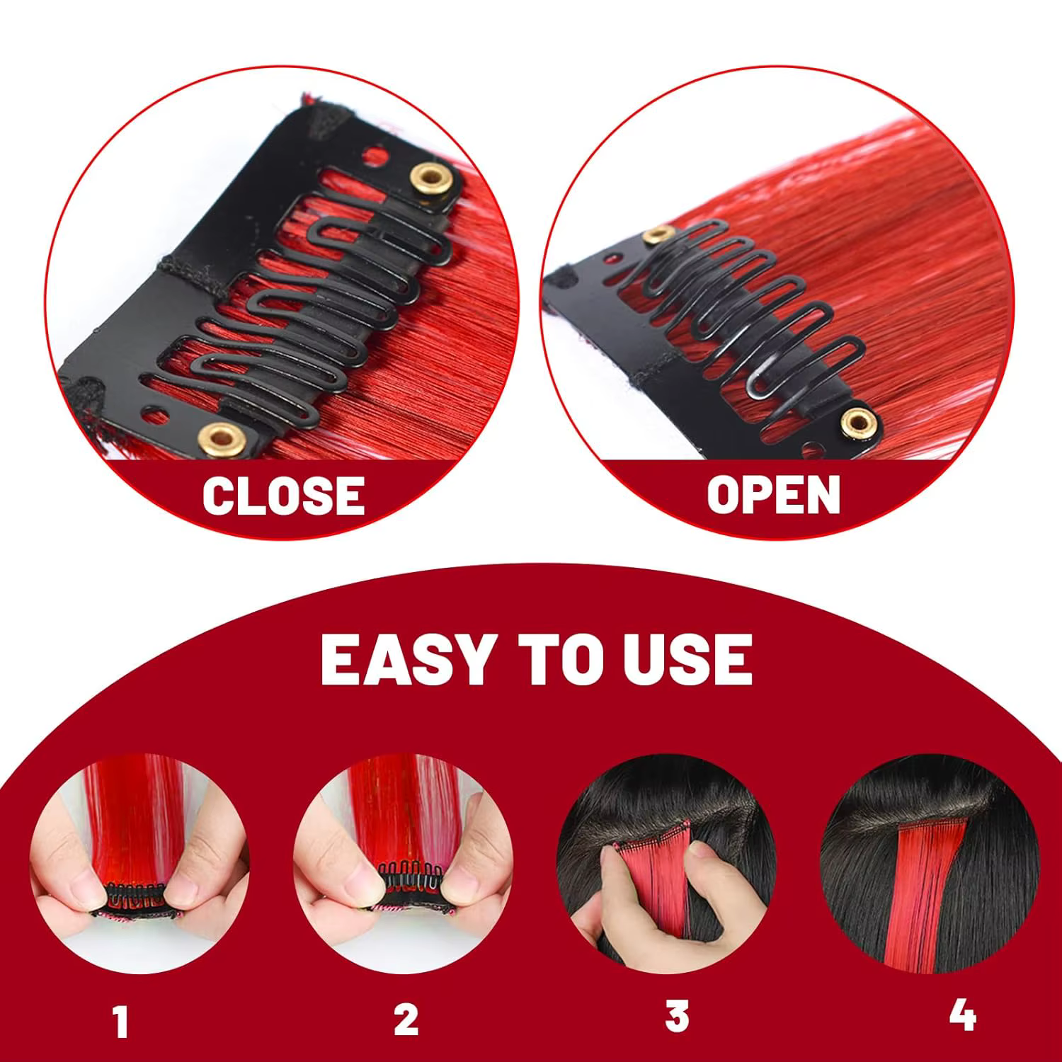 Extensions de cheveux synthétiques colorées de 22 pouces