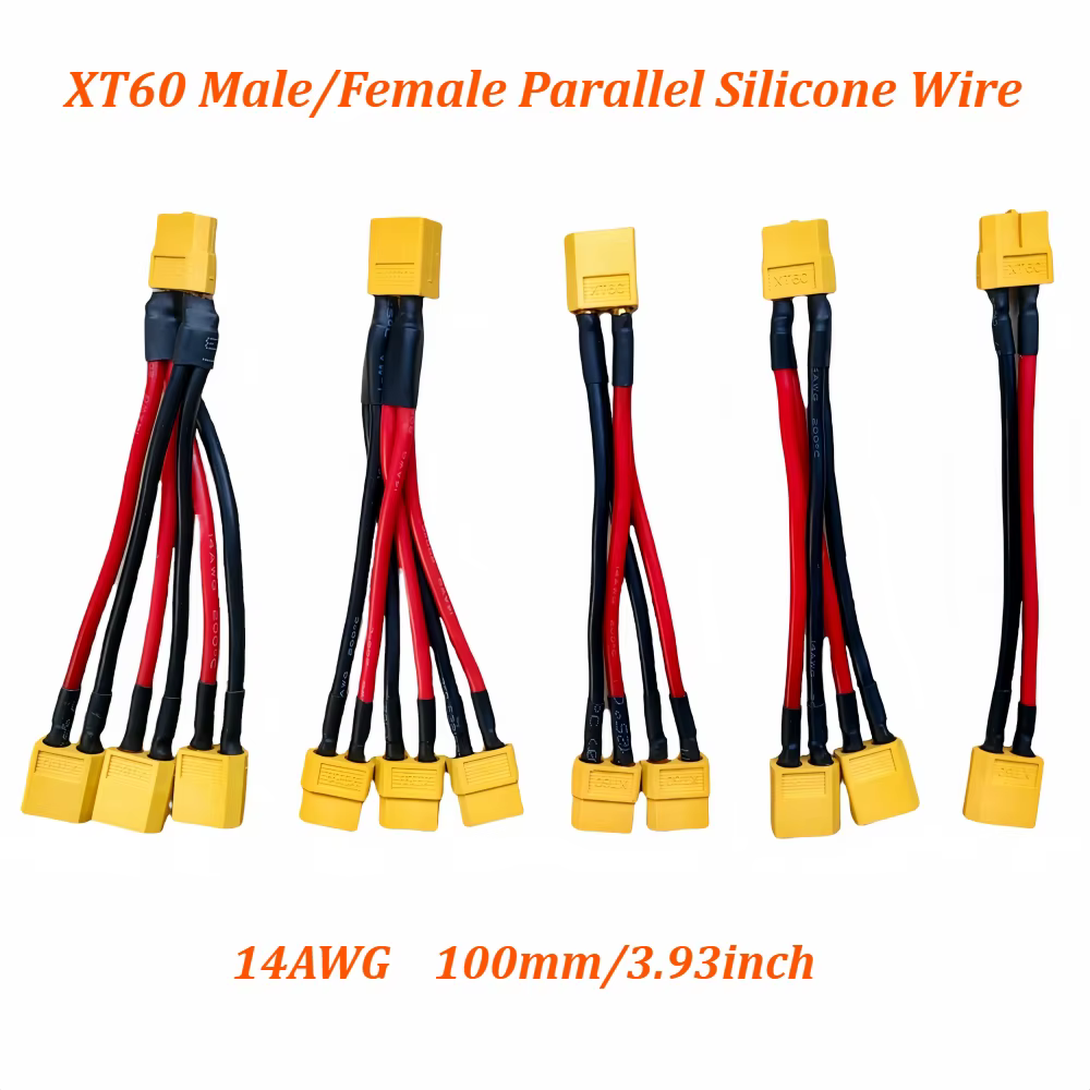 Connecteur de batterie parallèle XT60, fil de Silicone à 3 voies 14awg mâle/femelle, double Extension, séparateur en Y 100mm pour moteur de chargeur de batterie