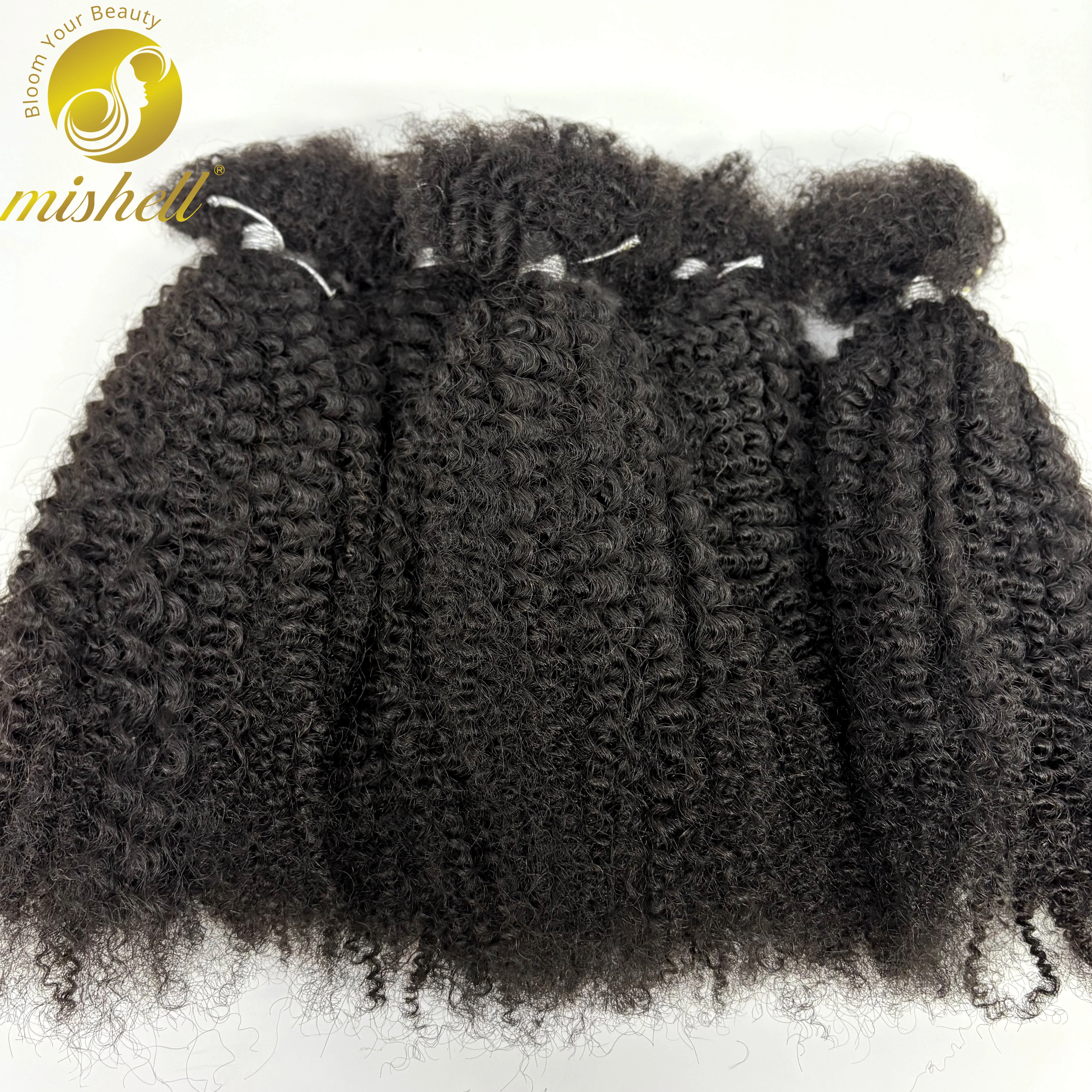Extensions de cheveux humains bouclés afro crépus en vrac sans trame 30g/paquet 16 pouces pour micro-locks/permanentes/torsades/tresses/réparation de locks