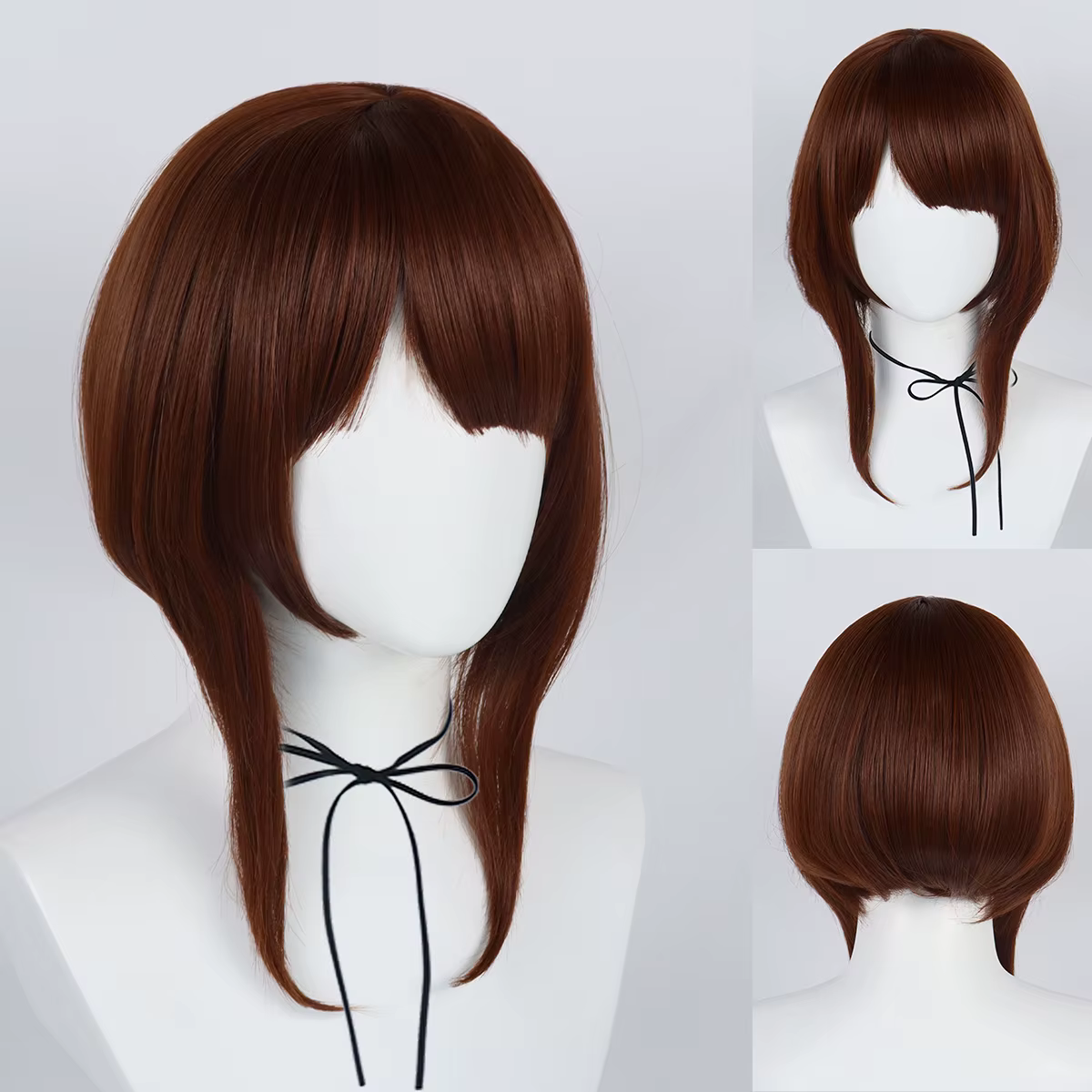 Perruque de Cosplay synthétique courte marron