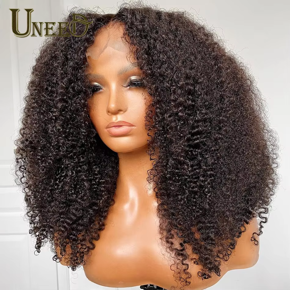 Perruque Cheveux Humains Bouclés Crépus Mongols 13x4