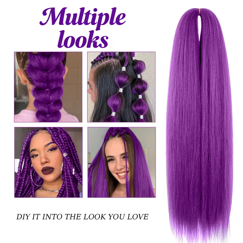 Extensions capillaires synthétiques tressées violettes