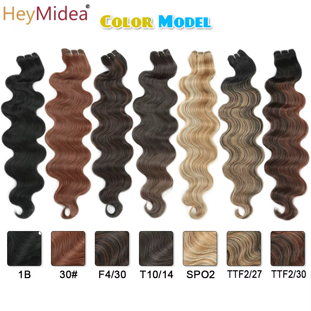 Extensions de cheveux synthétiques naturels Body Wave, tissage en mèches, Ombré Blond Piano, épaisseur 'Loose Deep', pour queue de cheval