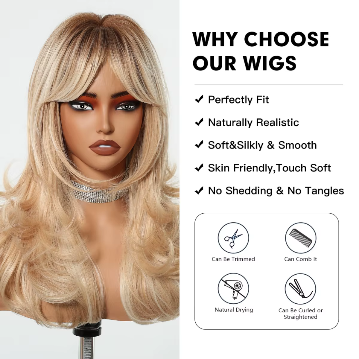 Perruque synthétique mixte Blonde dorée